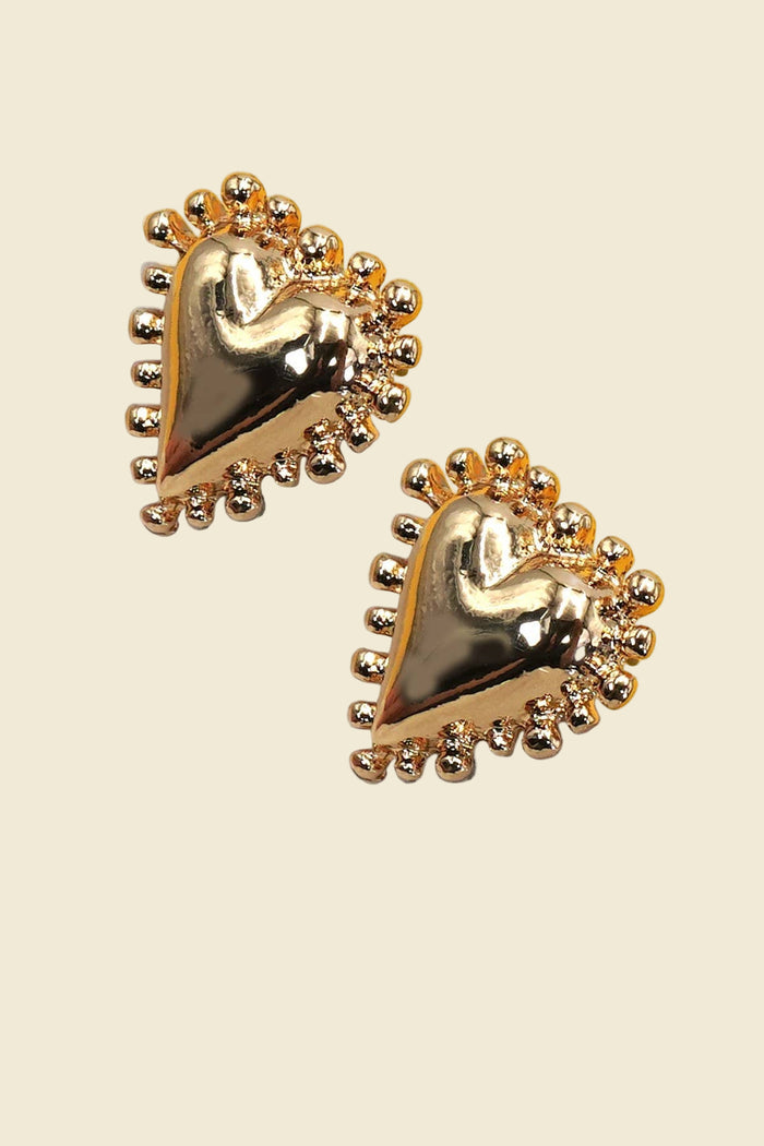 Gold Heart Stud Earrings