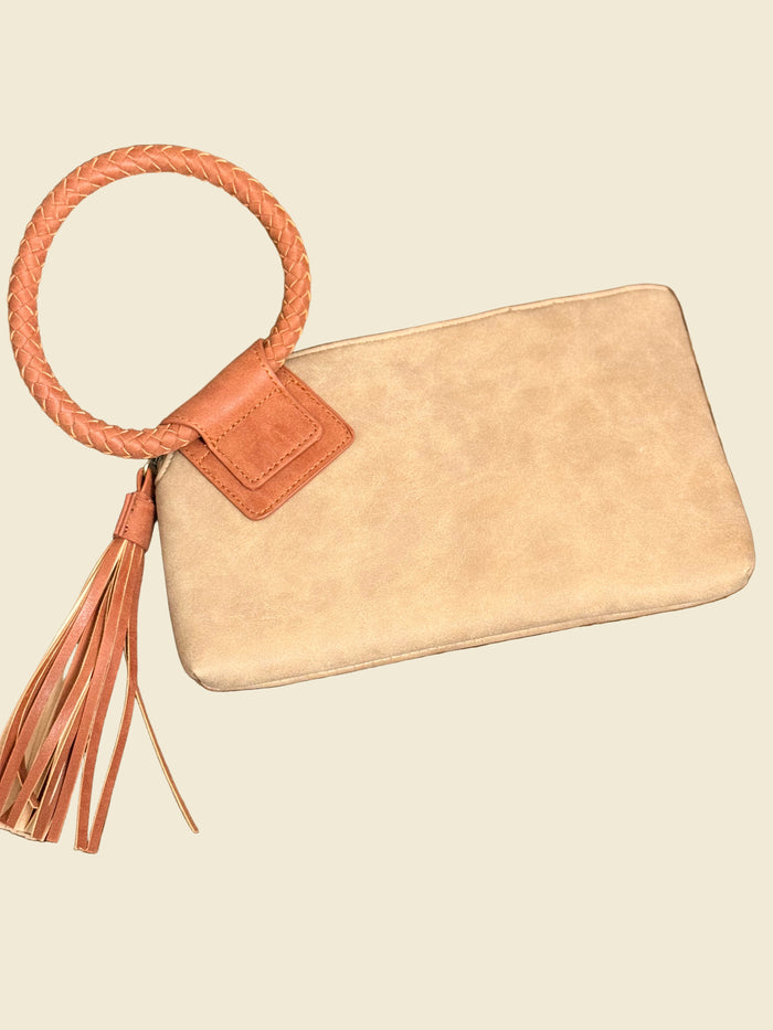 Two Tone Tassel Wristlet | Stone