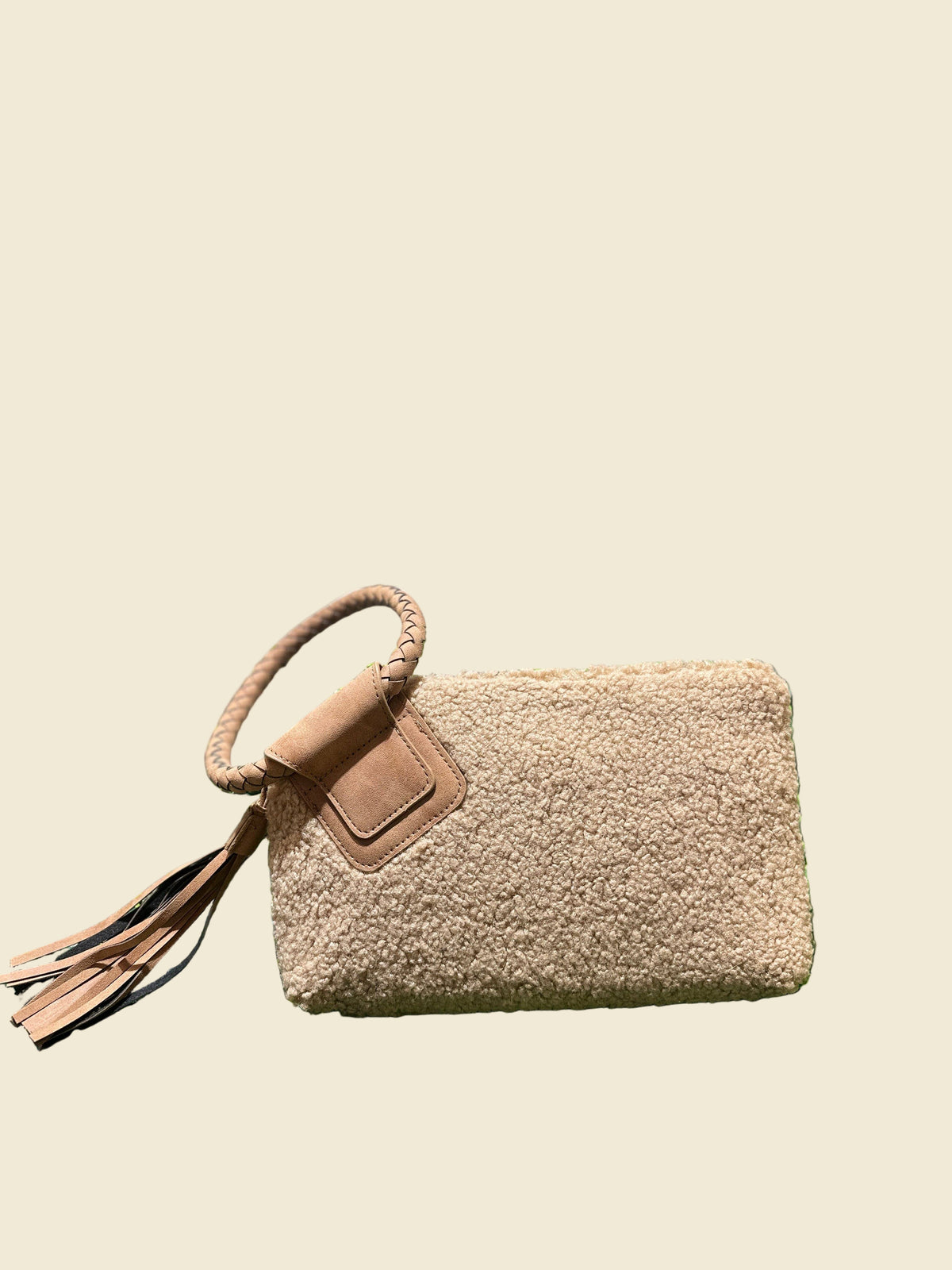 Sherpa Tassel Wristlet | Beige