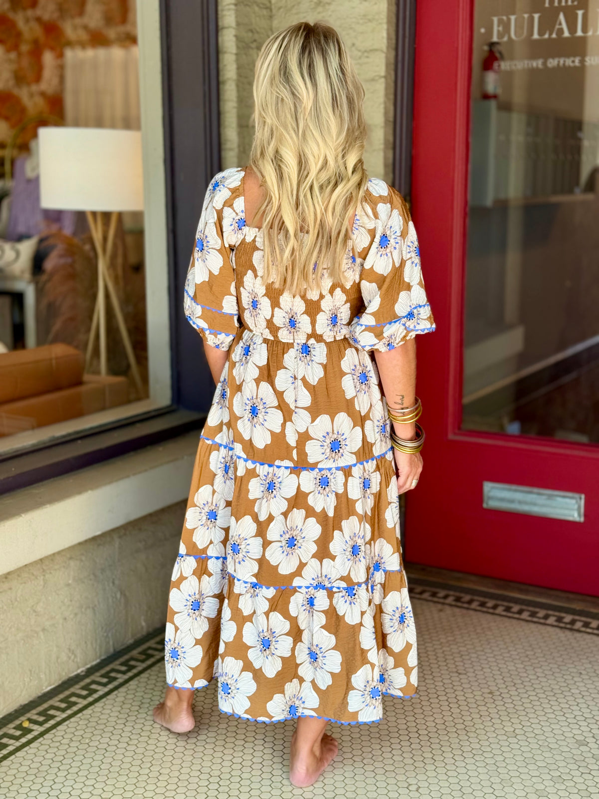 Smocked Floral Tiered Dress