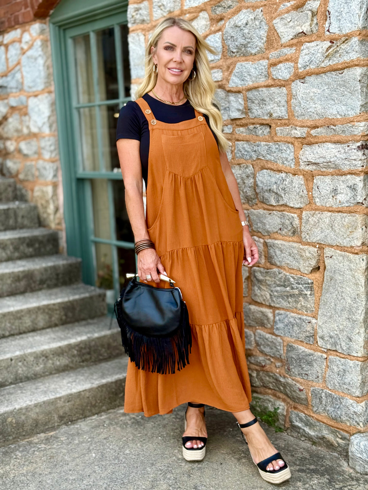Tiered Overall Maxi Dress