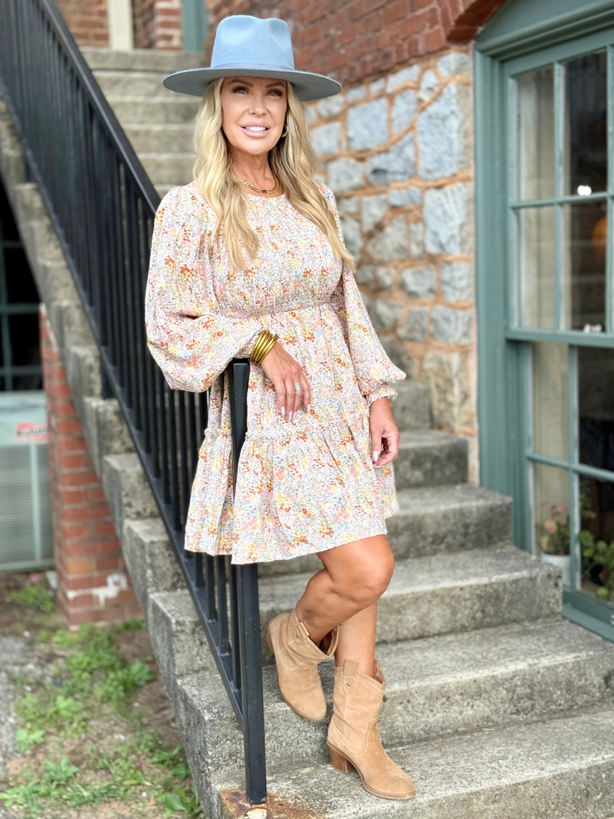 Tiered Ruffle Ditsy Floral Dress