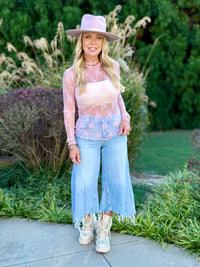 Sheer Lace Top | Pink