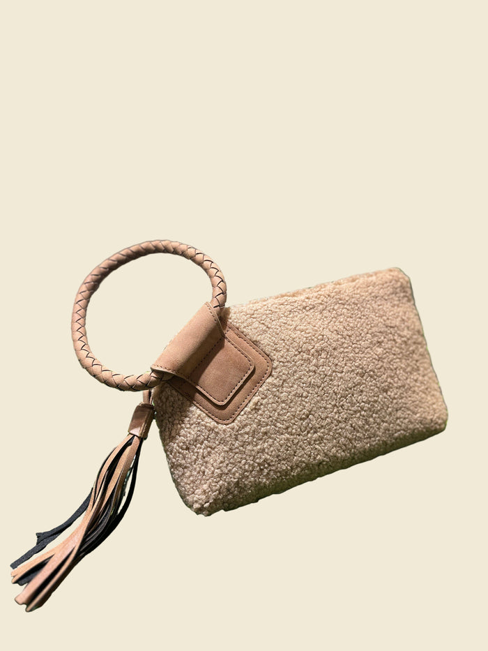 Sherpa Tassel Wristlet | Camel