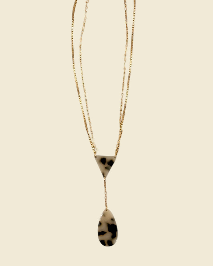 Acrylic Teardrop Necklace | Tortoise