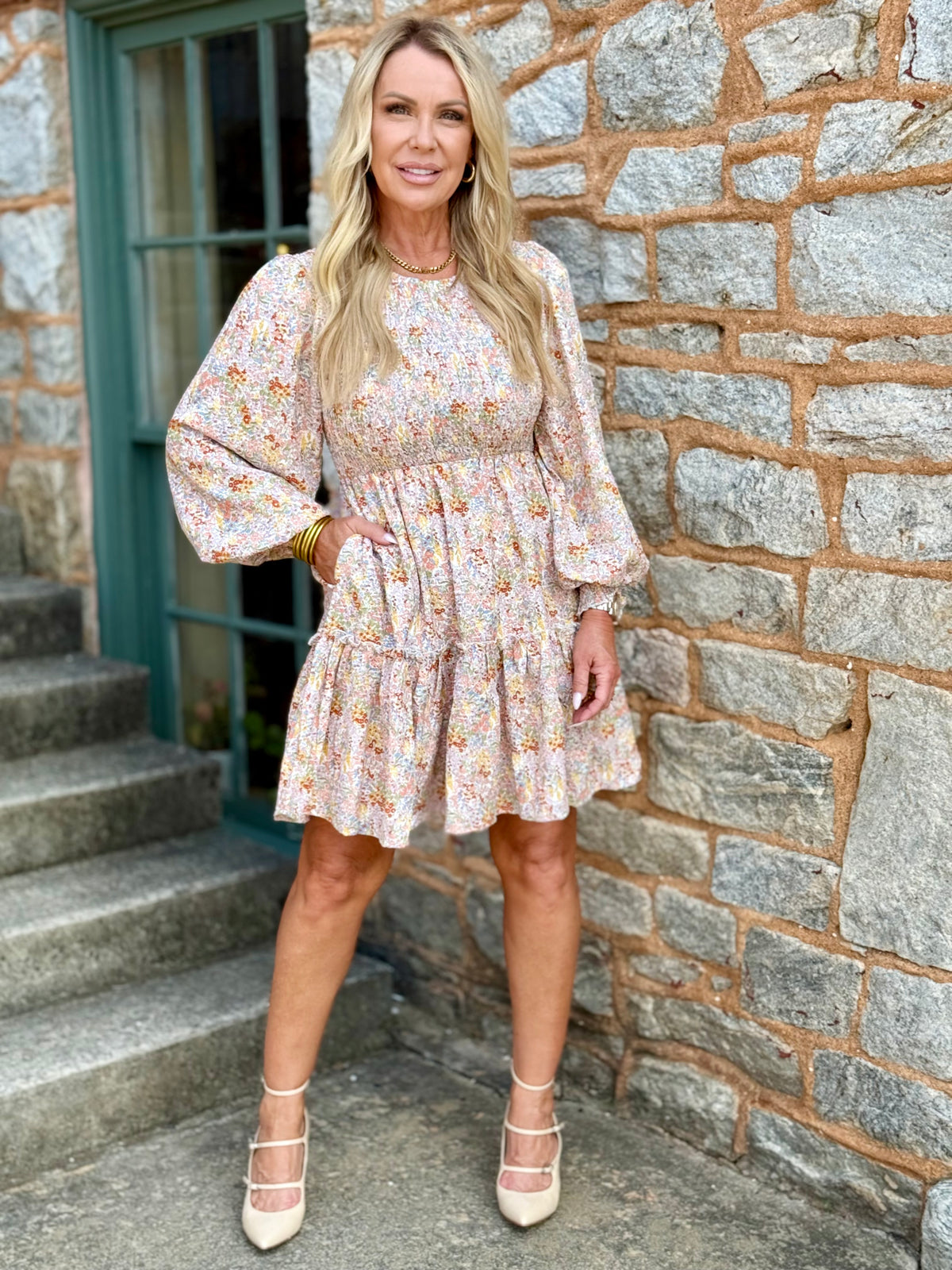 Tiered Ruffle Ditsy Floral Dress
