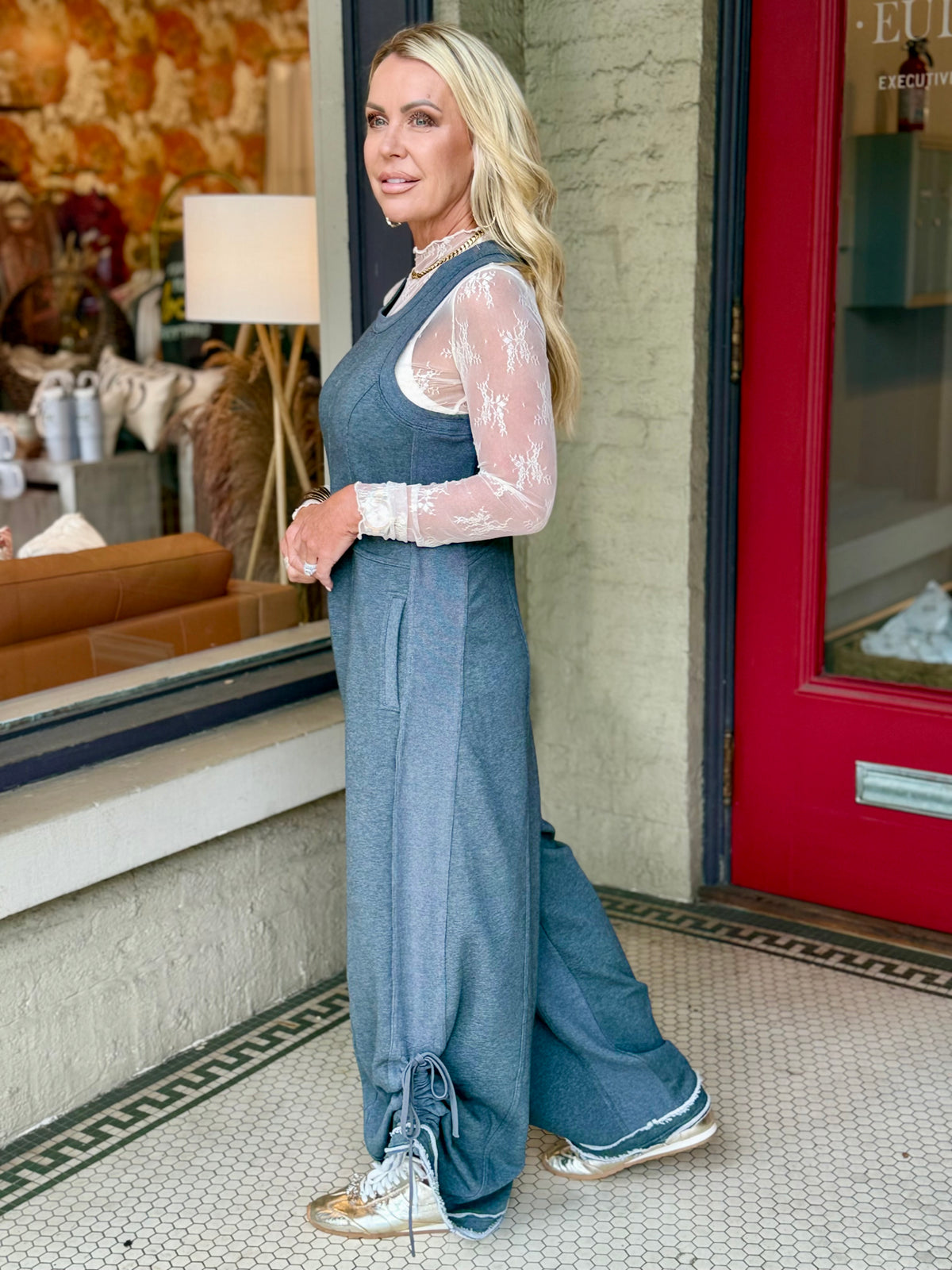 Ruched Wide Leg Jumpsuit