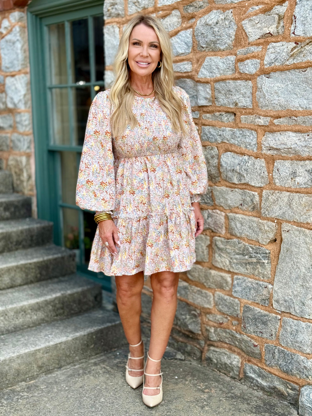 Tiered Ruffle Ditsy Floral Dress