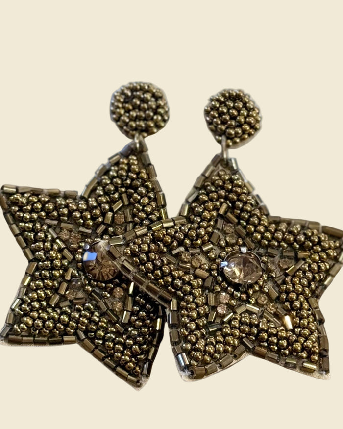 Beaded Star Earrings | Gold