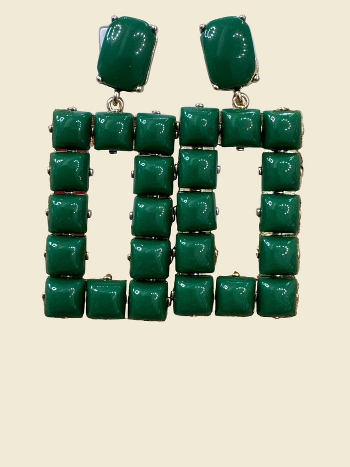 Rectangle Acrylic Earrings in Green