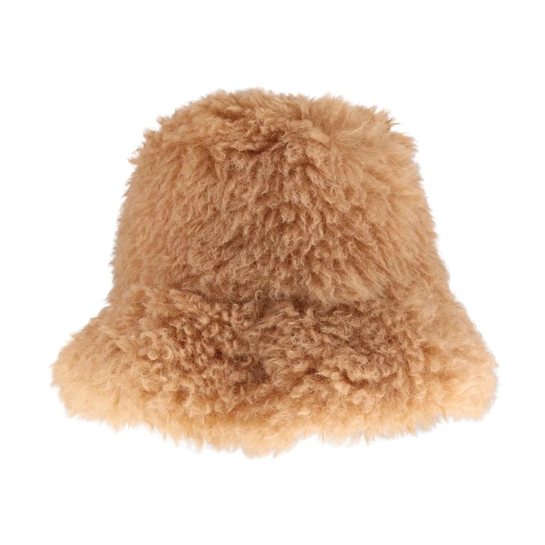 Fur Bucket Hat in Camel