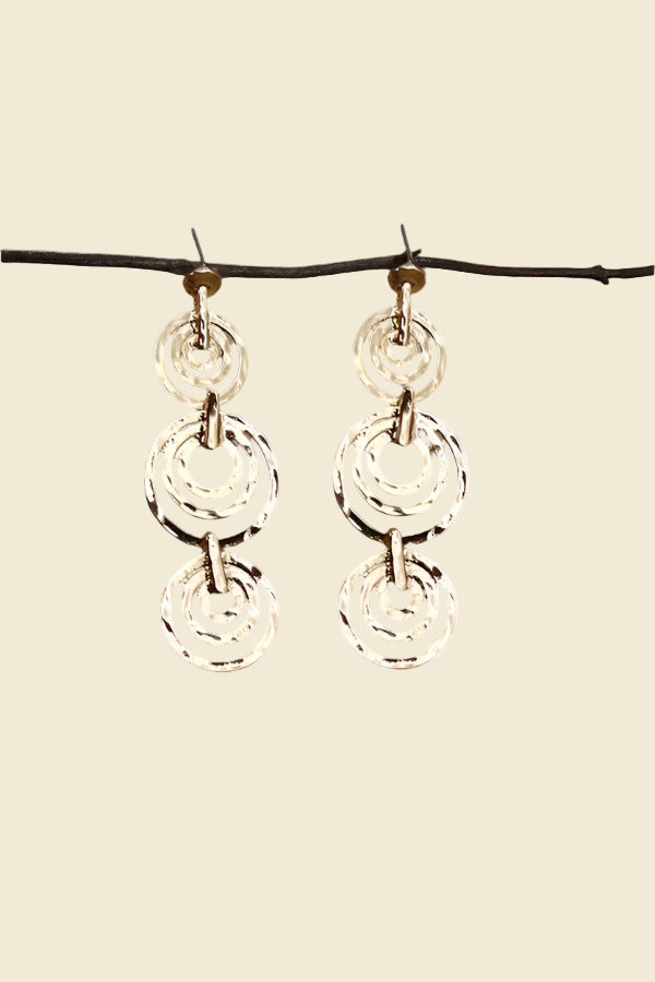 Triple Row Circle Drop Earrings