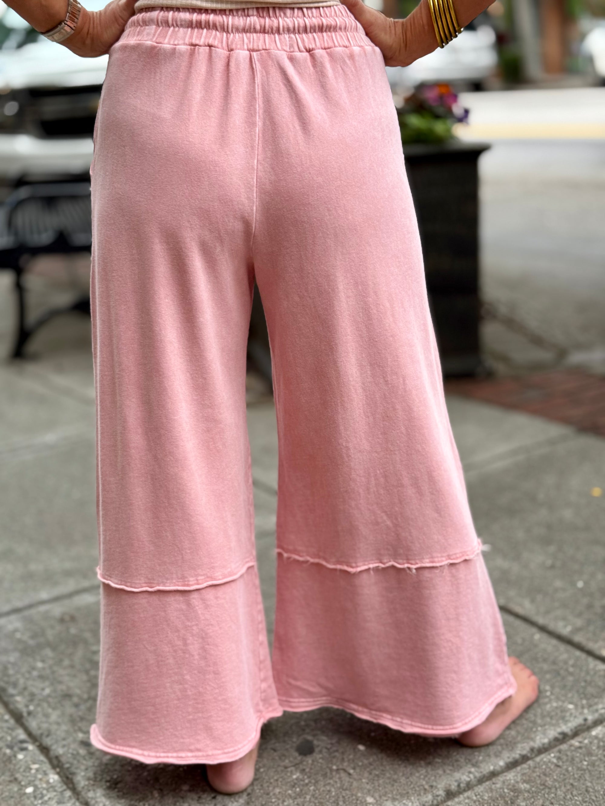 Cropped Flower Patch Wide Leg Pants | Rose