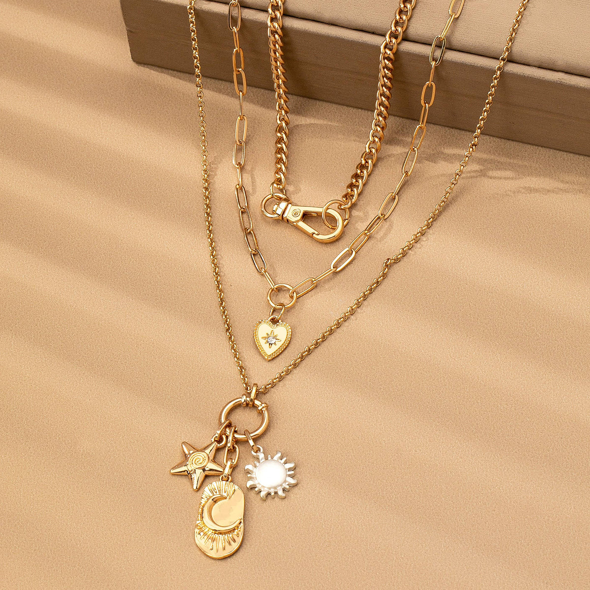 Star + Moon Charm Necklace