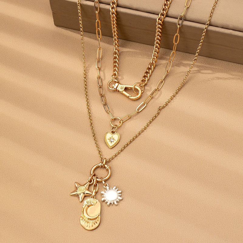 Star + Moon Charm Necklace