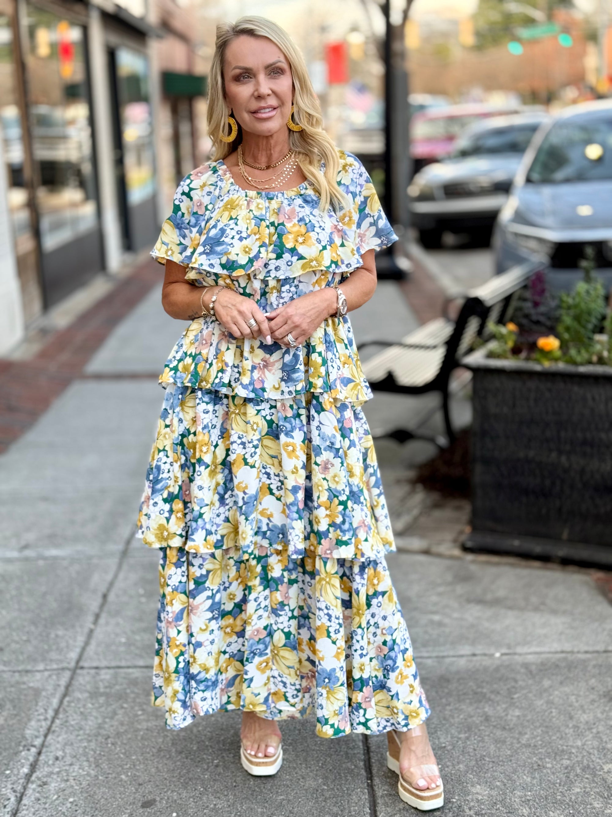 Floral Tiered Ruffle Maxi Dress