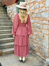 Smocked Tiered Ruffle Midi Dress