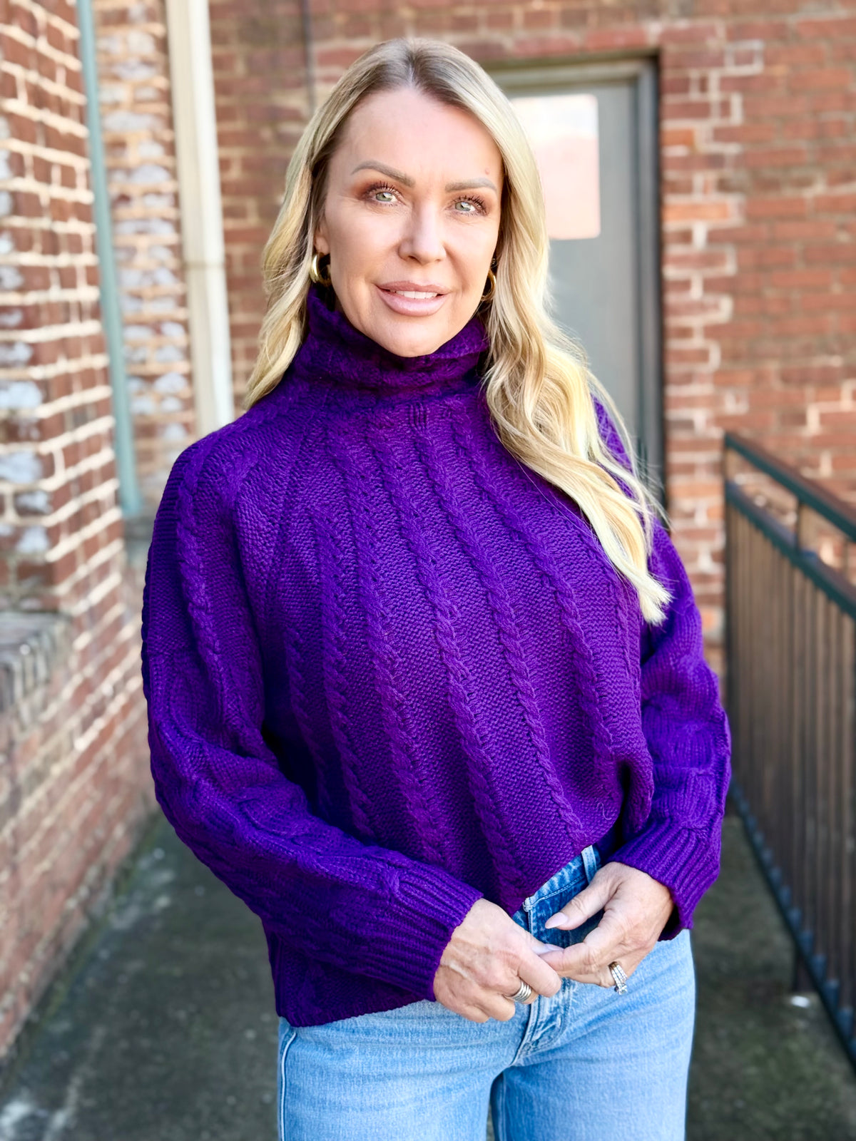 Turtleneck Cable Knit Sweater