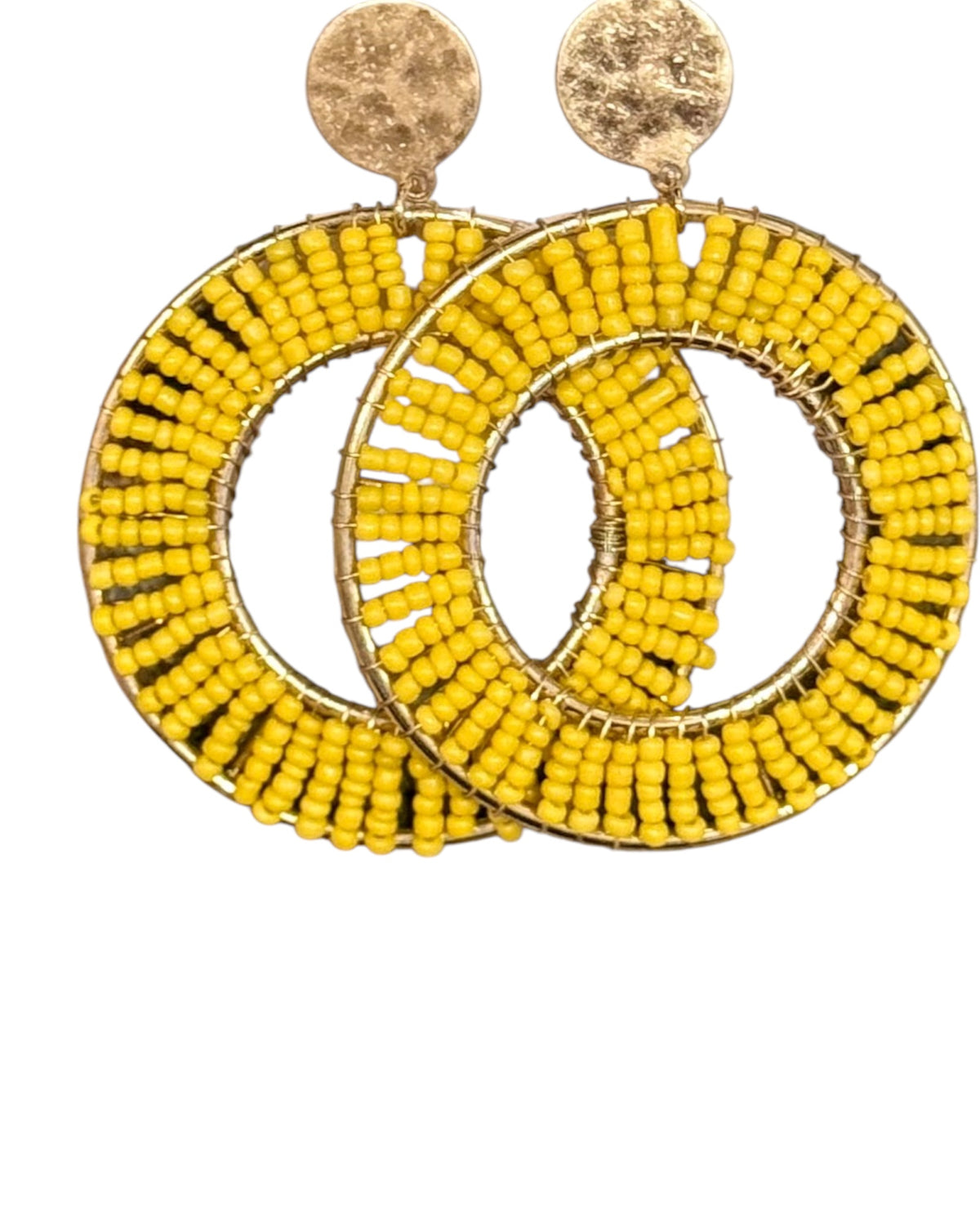 Circle Seed Bead Hoops | Yellow
