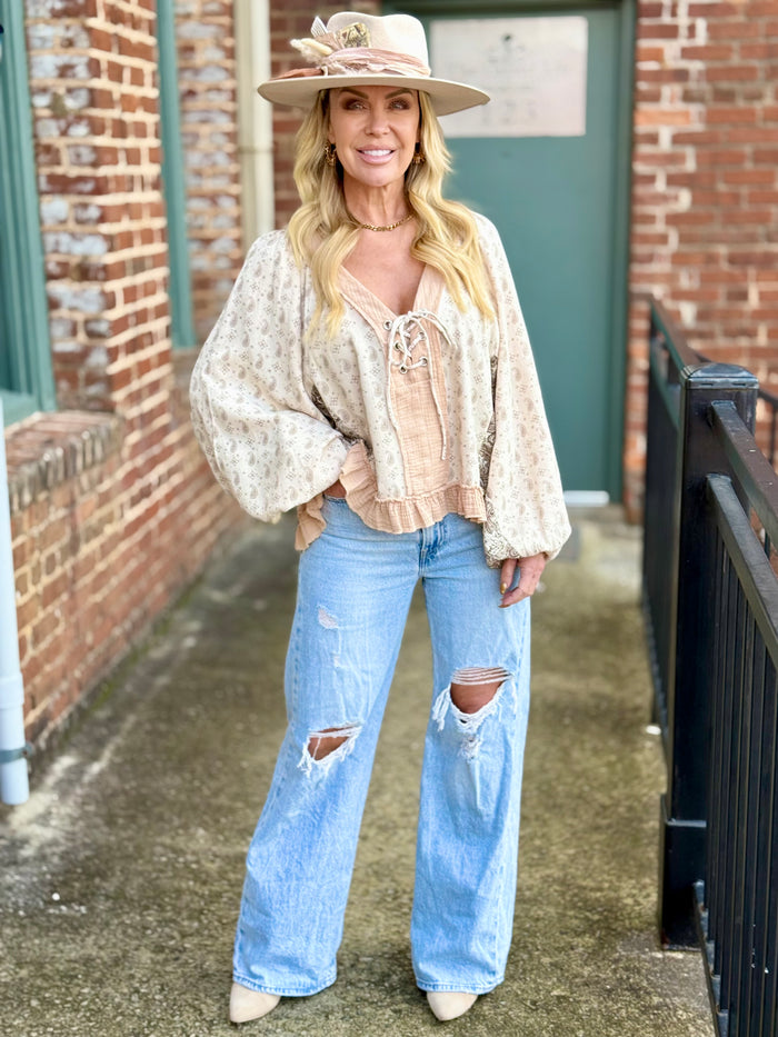 Paisley Balloon Sleeve Top