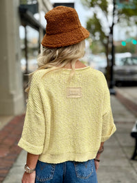 Cuffed Sleeve Split Collar Sweater