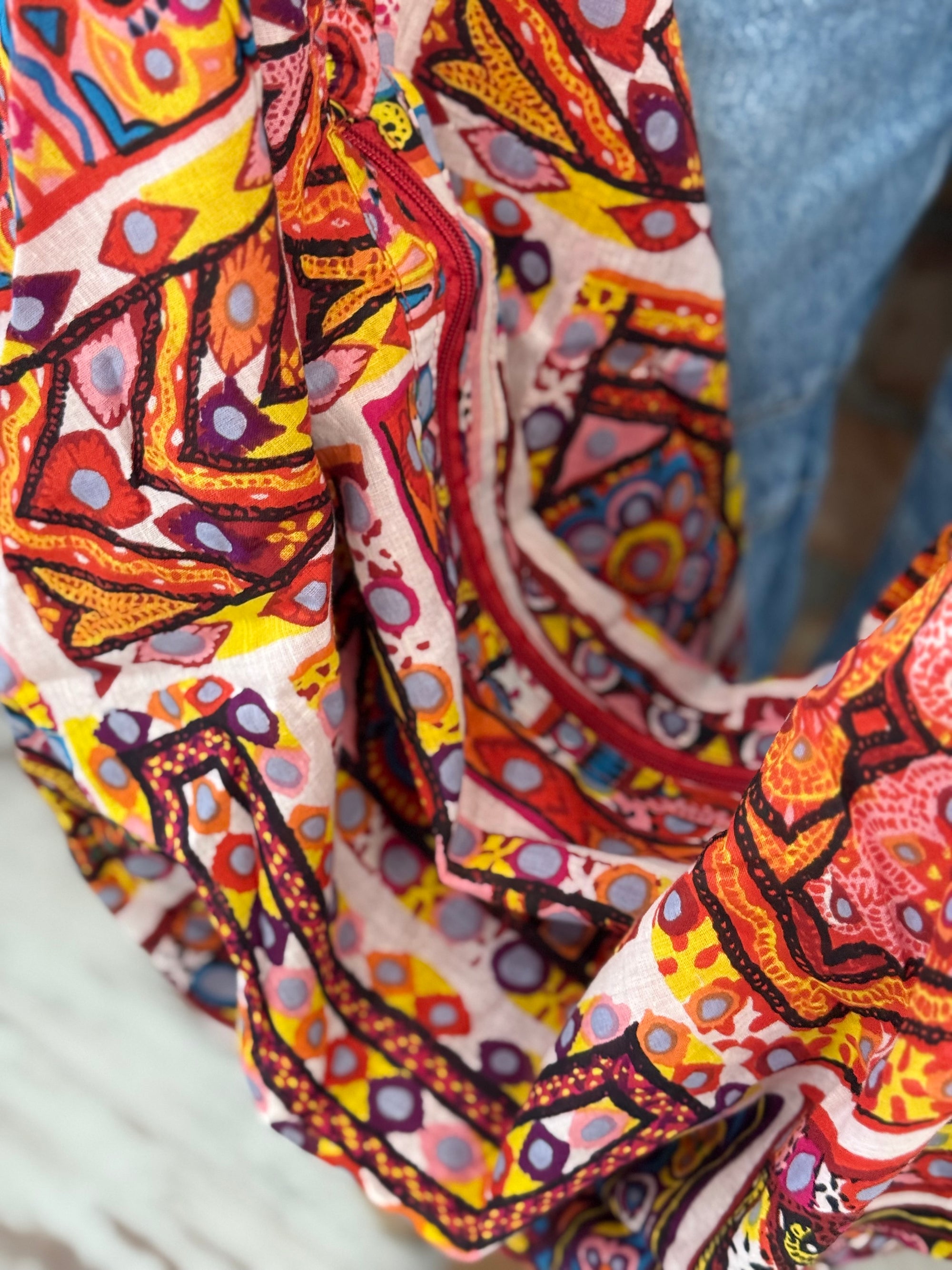 Printed Boho Bag | Red