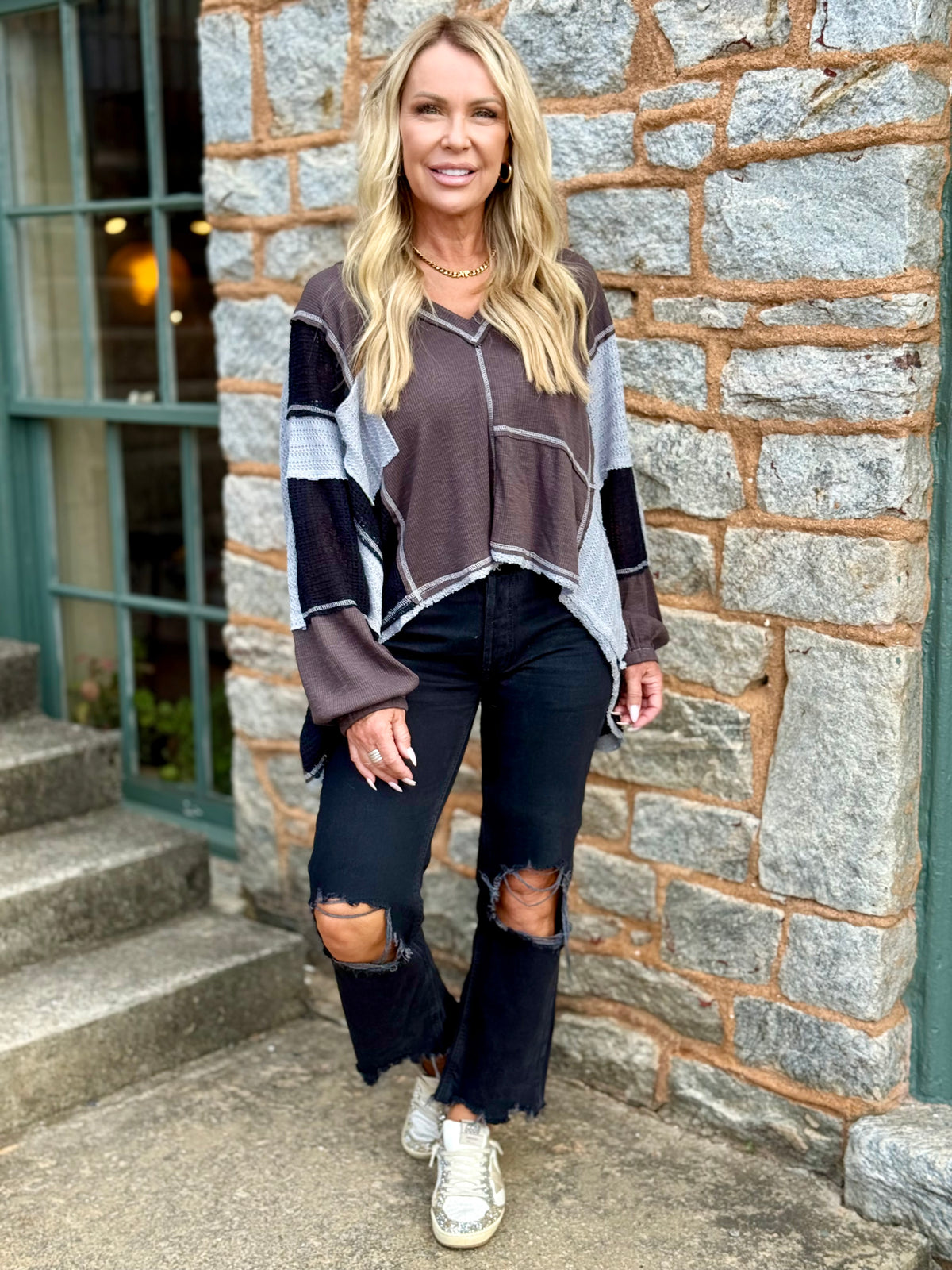 Colorblock Dolman Sleeve Top