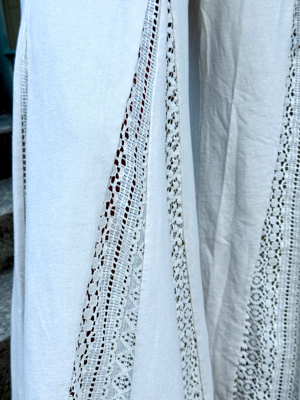 Lace Colorblock Flare Pants | Natural