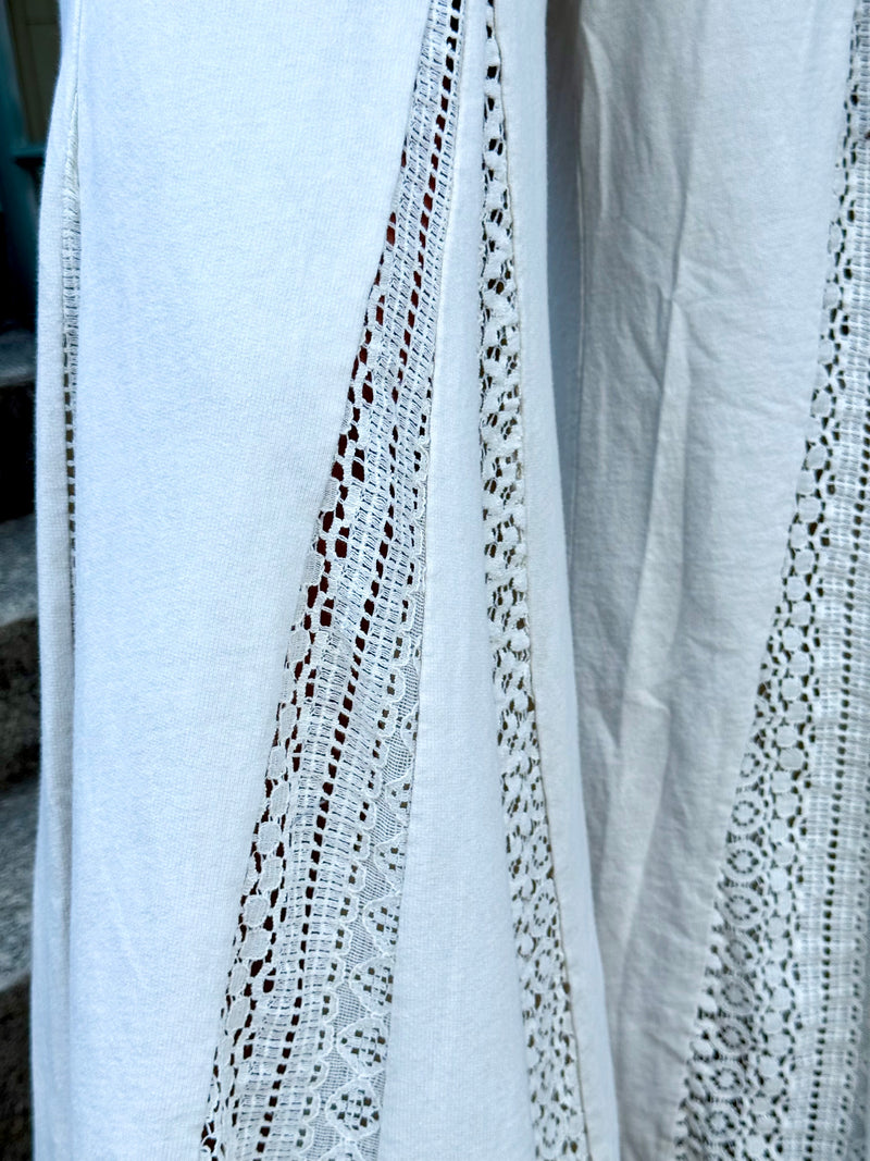Lace Colorblock Flare Pants | Natural