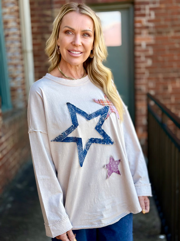 Oversized Star Patch Top