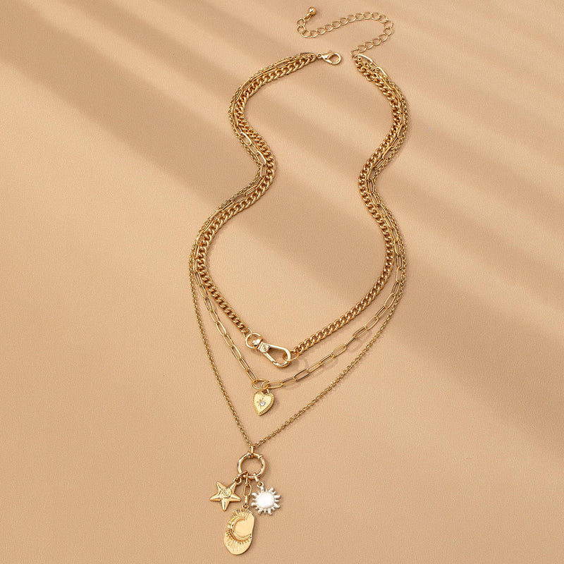 Star + Moon Charm Necklace