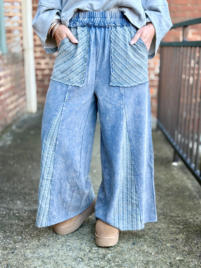 Striped Panel Wide Leg Pants