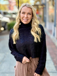 Turtleneck Cable Knit Sweater | Black