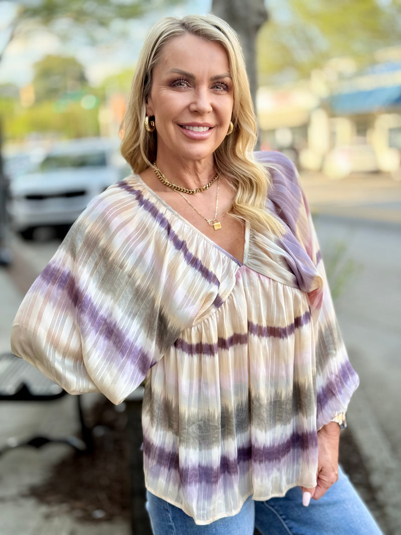 Ombre Dolman Sleeve Babydoll Top