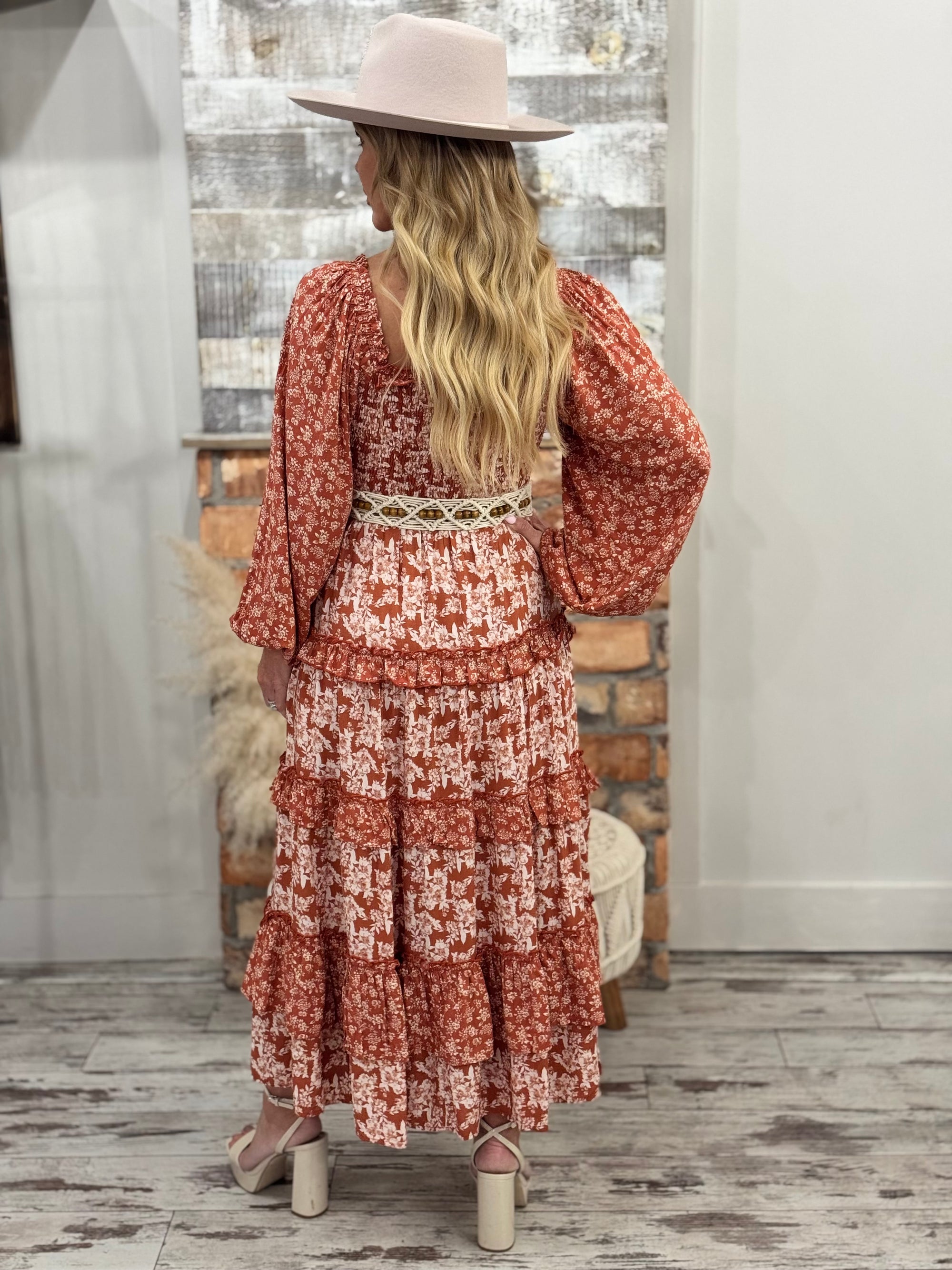 Floral Print Tiered Ruffle Maxi Dress