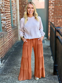 Tiered Mineral Wash Wide Leg Pants