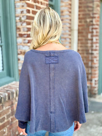 Washed Rounded Hem Pullover | Navy