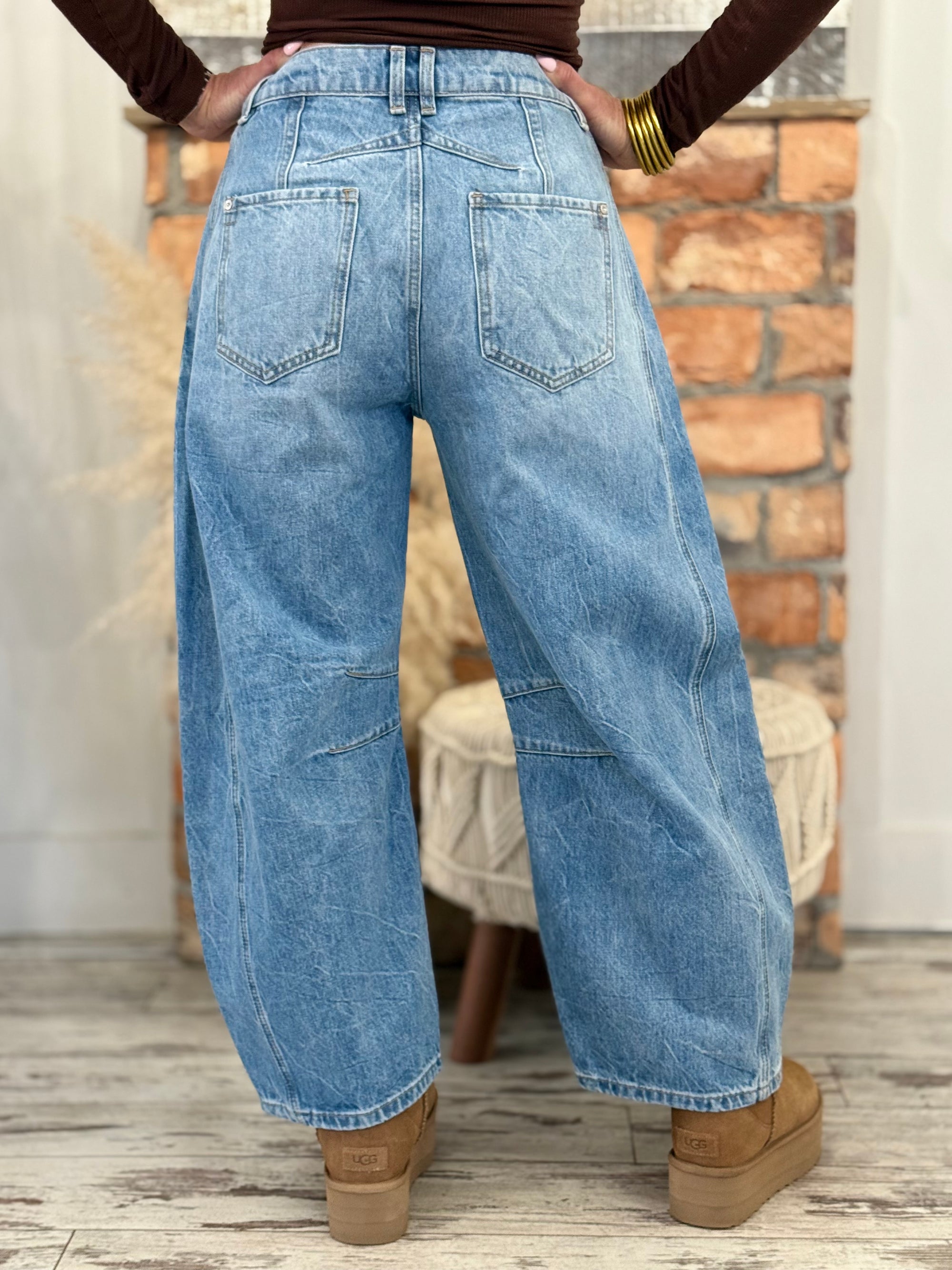 Mineral Washed Barrel Jeans