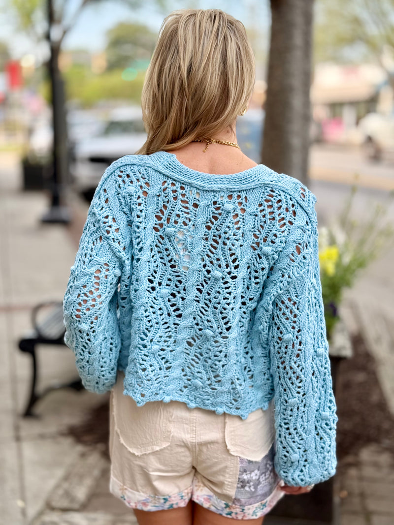 Cropped Sweater Top | Blue