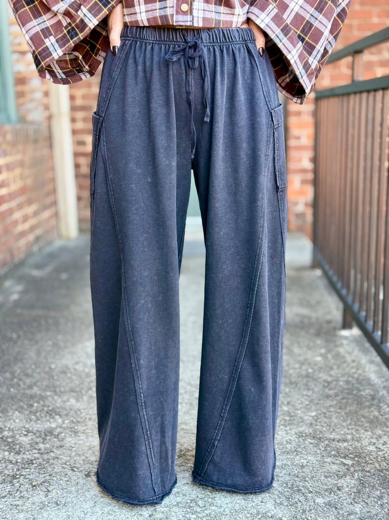 Side Pocket Wide Leg Pants | Black