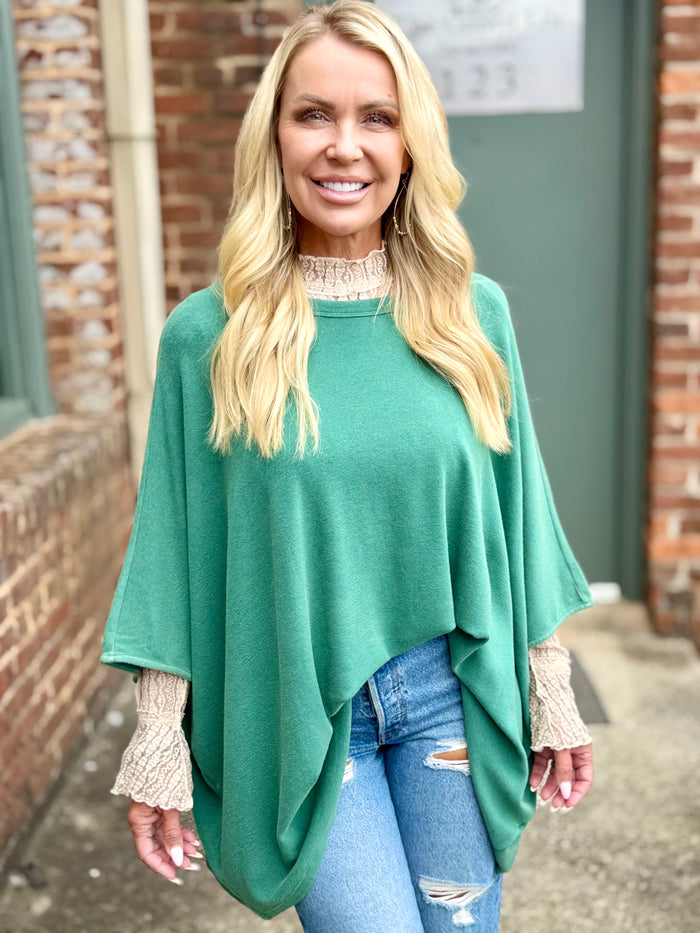 Oversized Dolman Sleeve Top | Green