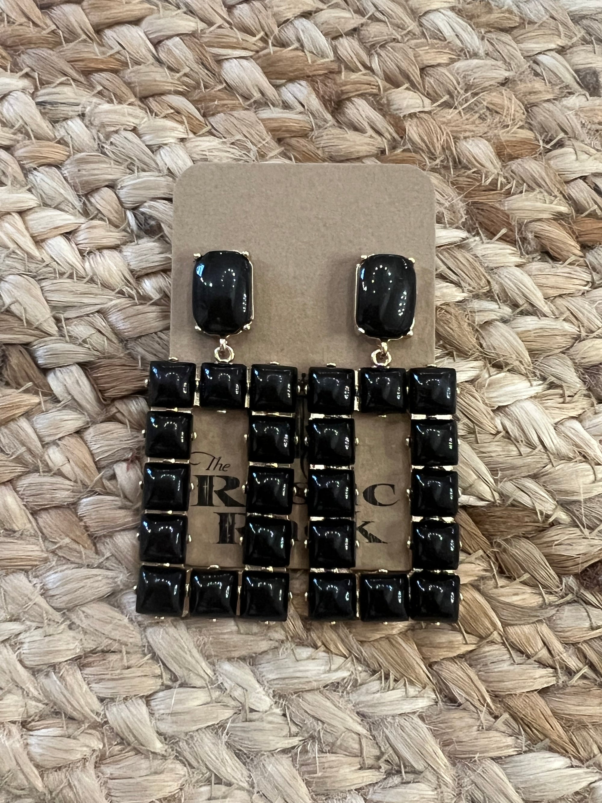 Rectangle Acrylic Earrings in Black