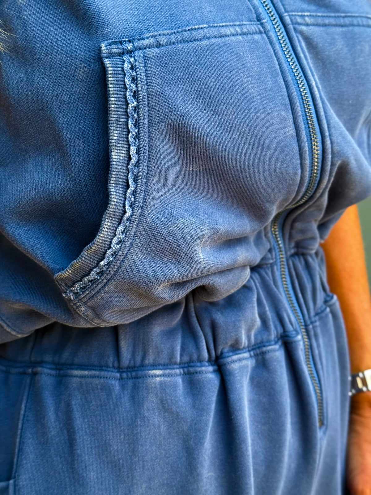 Hooded Zip Up Jogger Jumpsuit | Blue