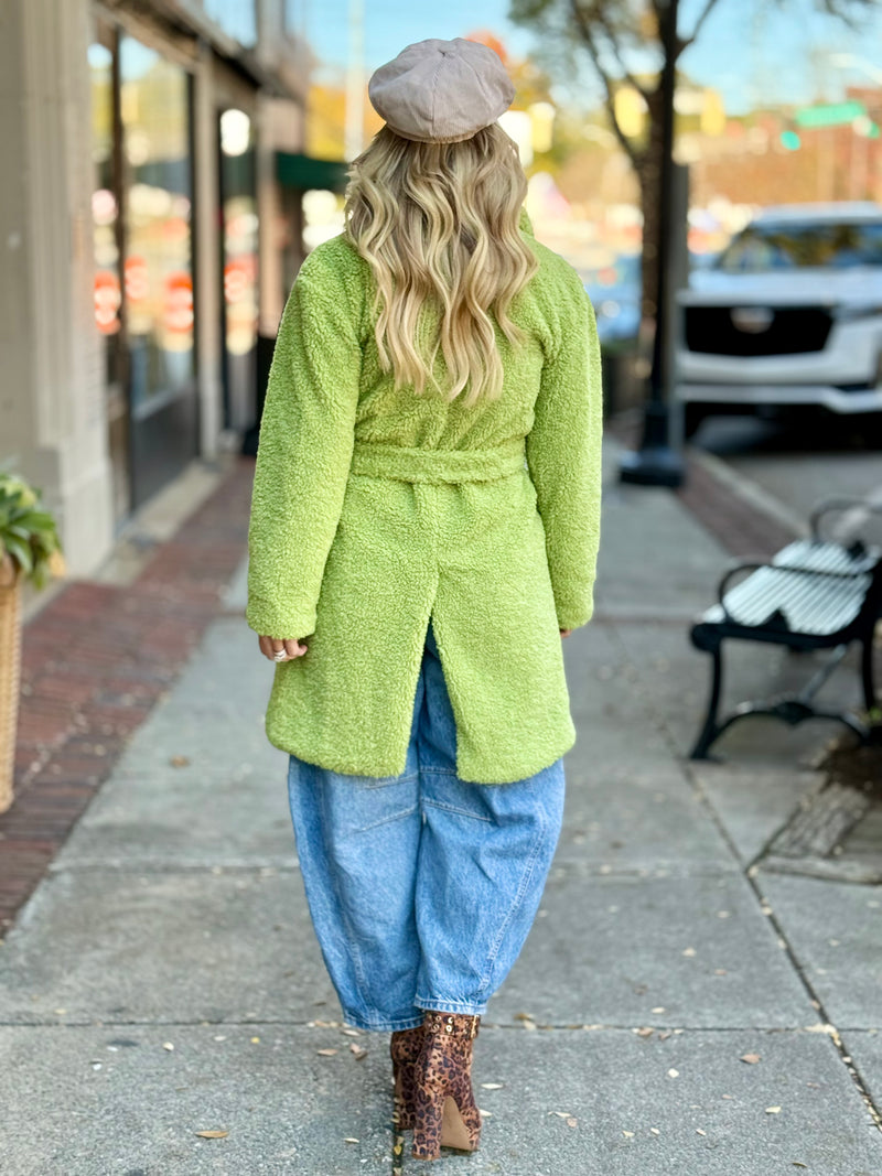 Belted Faux Fur Midi Jacket