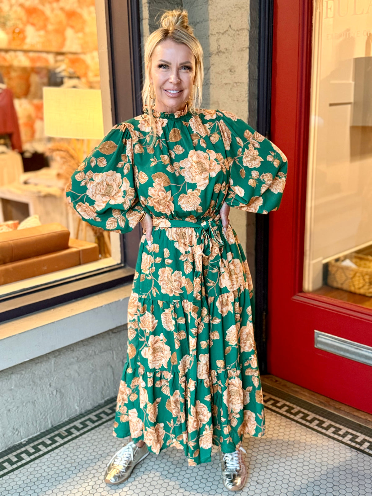Floral Print Tiered Maxi Dress