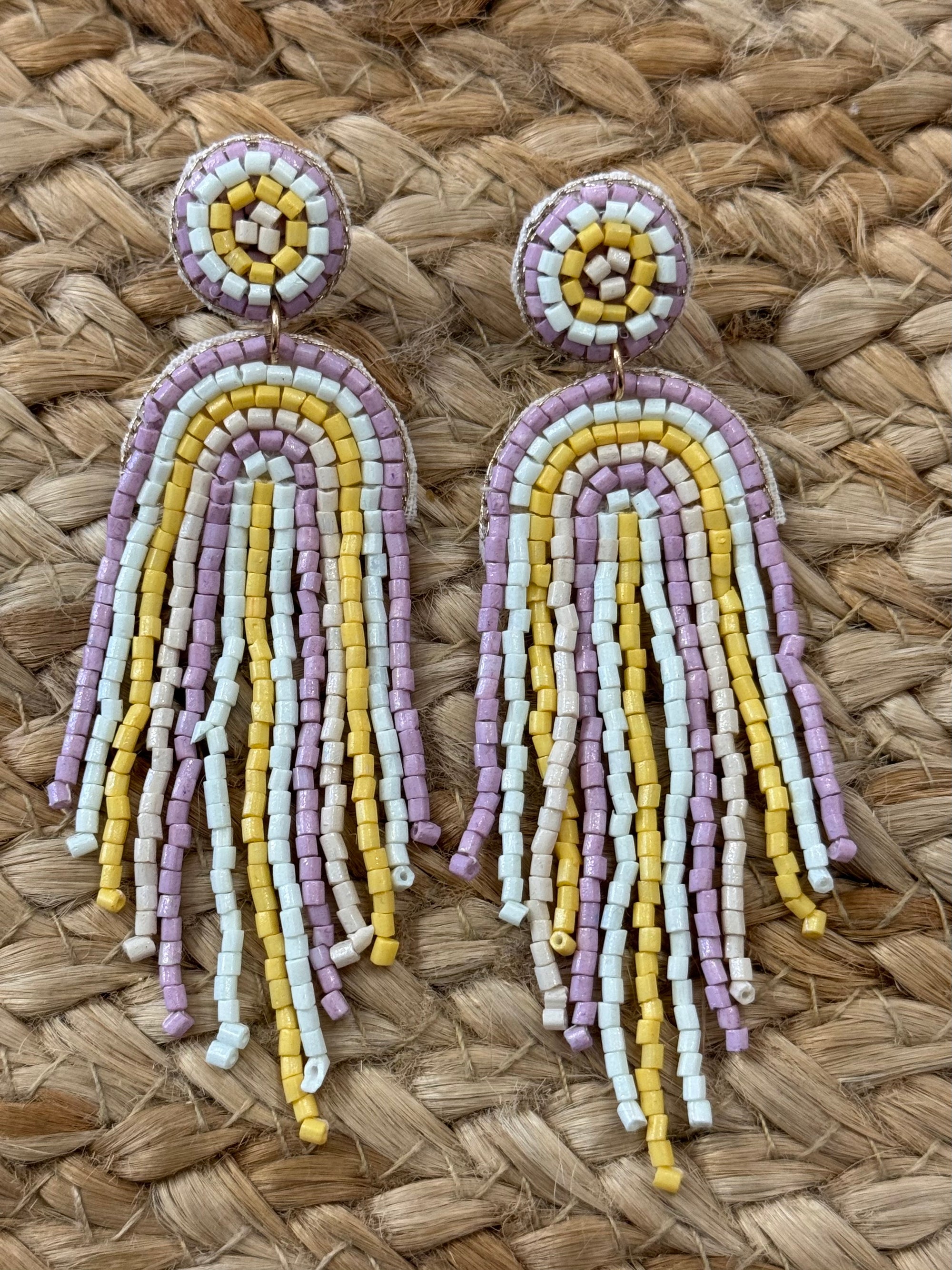 Rainbow Arch Beaded Earrings in Purple