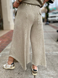 Crochet Floral Patch Waffle Pants