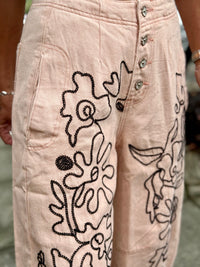 Floral Embroidered Jogger Pants