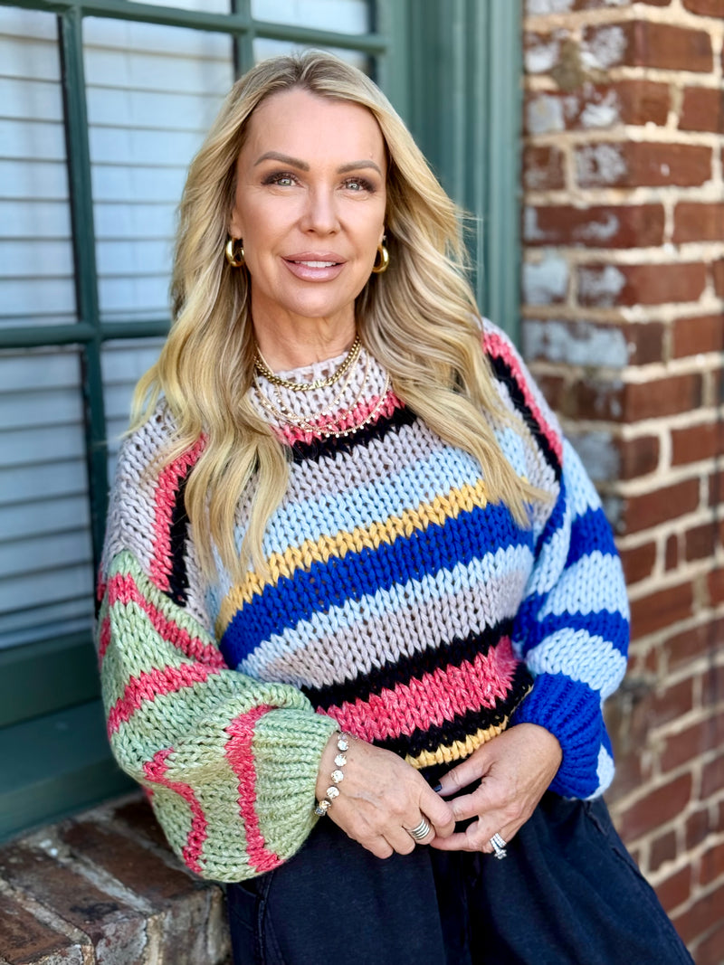 Chunky Striped Knit Sweater