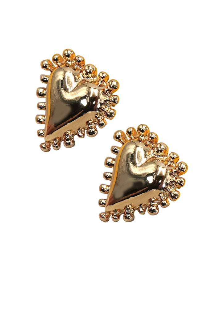 Gold Heart Stud Earrings